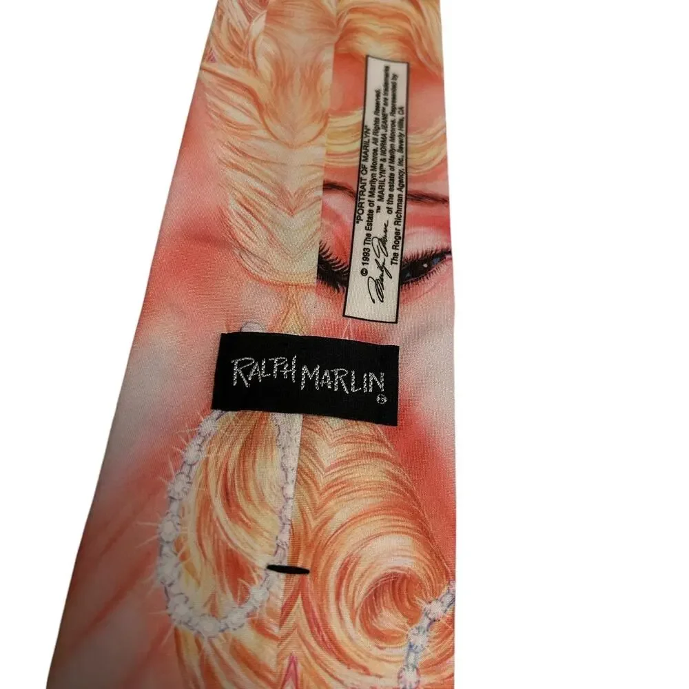 Vintage Ralph Marlin Pink Pin-Up Style Tie Retro Blonde Marylin Monroe‎